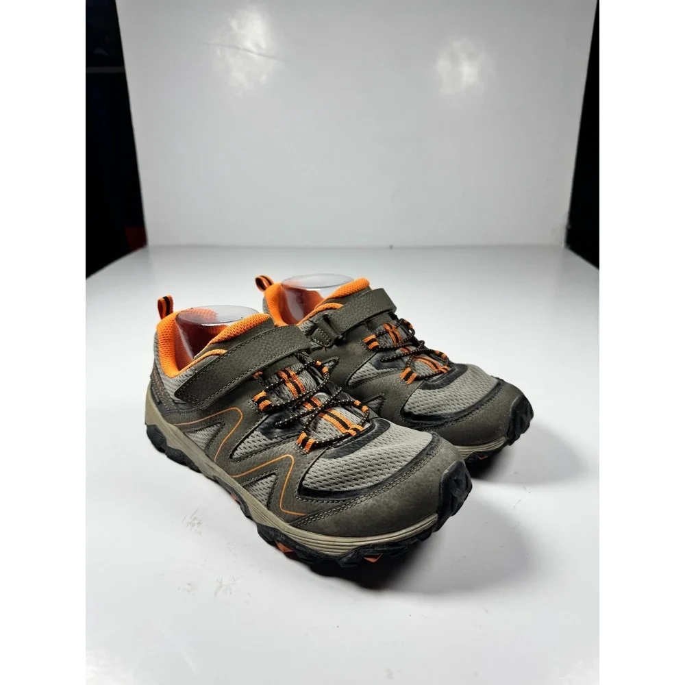 Merrell Trail Quest Kids Gray Orange Mesh Waterproof Ankle Strap Hiking Shoes